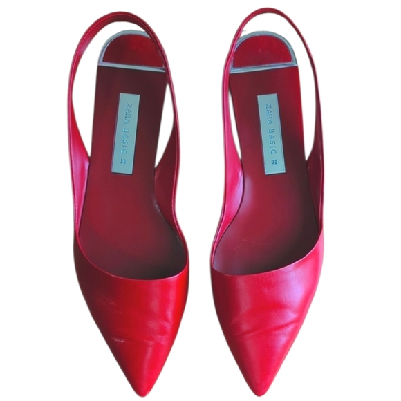 "Red  Punta de Zara Red Disalonated Shoes" Size 6 - Picture 4 of 8